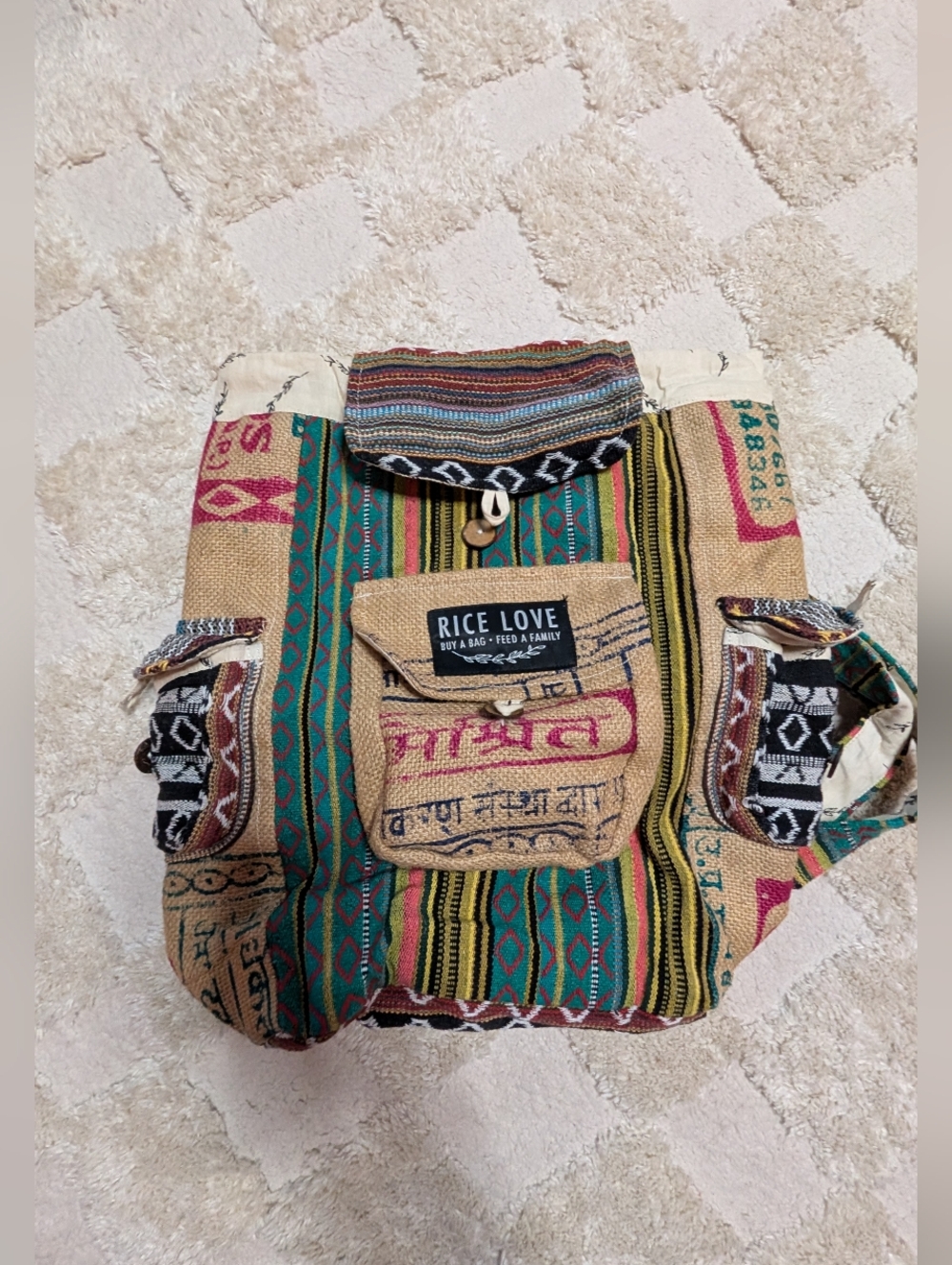 Rice Love Multicolor Boho Backpack